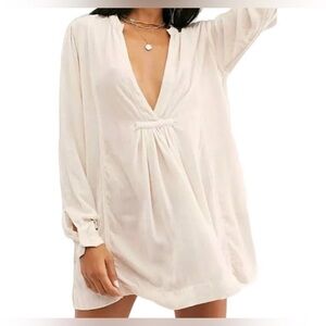 Free People CP Shades Jacey Velvet Tunic Dress Cream Pink Size Small